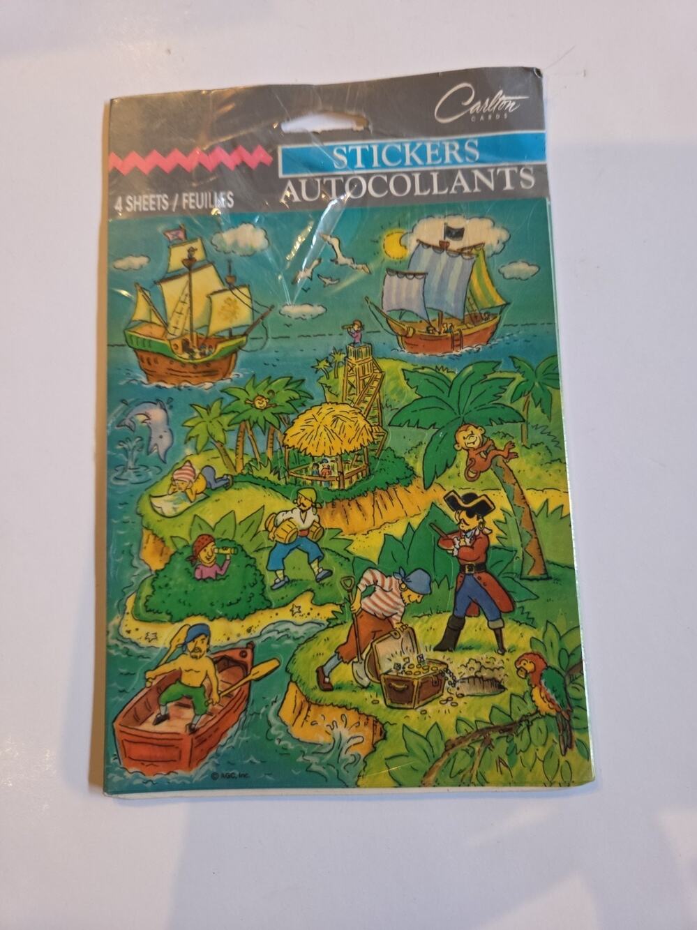 Vintage 1980s Carlton Cards AGC Stickers Pack Pirate Ship Island 4 Sheets Sealed